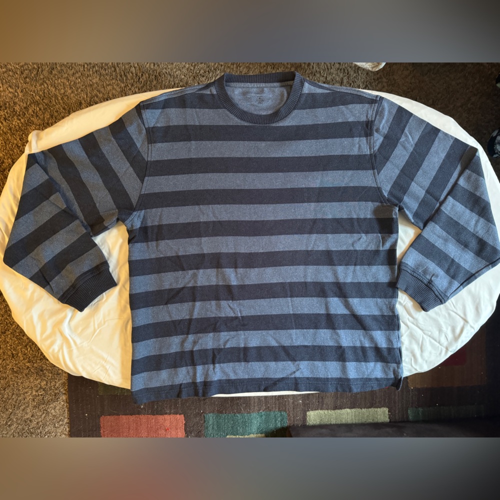 Van Heusen Navy Blue Striped Sweater
